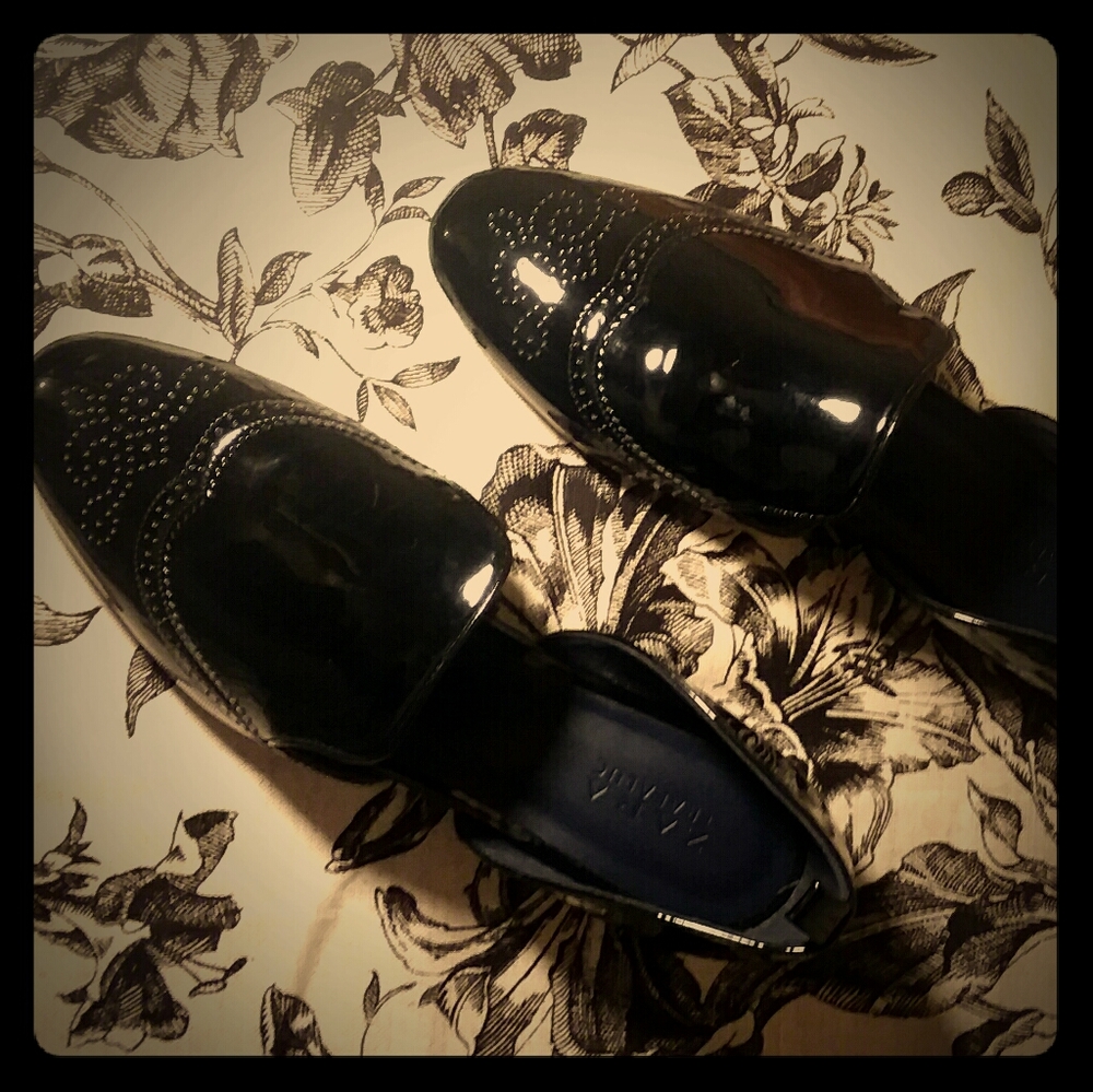 Black Oxford slip on flats